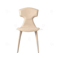 Italian minimalist rice white leather Ele side chairs